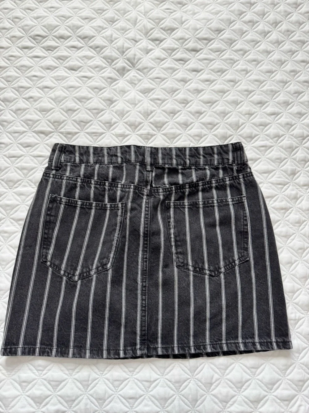Vanilla Star Black White Striped Denim Mini Skirt Size 7 Waist 28 Y2K 90s Punk